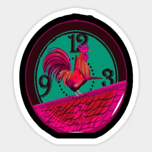 Funny Rooster Clock Sticker